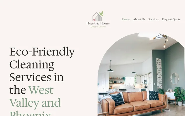 Screenshot of the Heart & Home Green Clean website