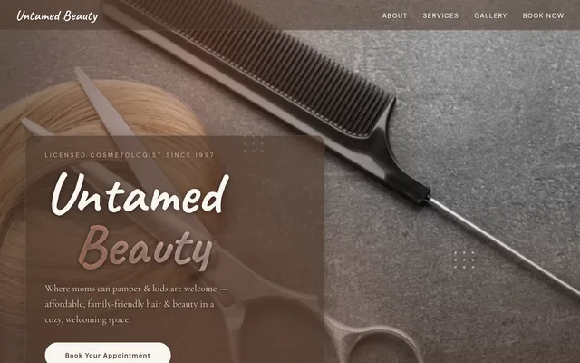 Screenshot of the Untamed Beauty website