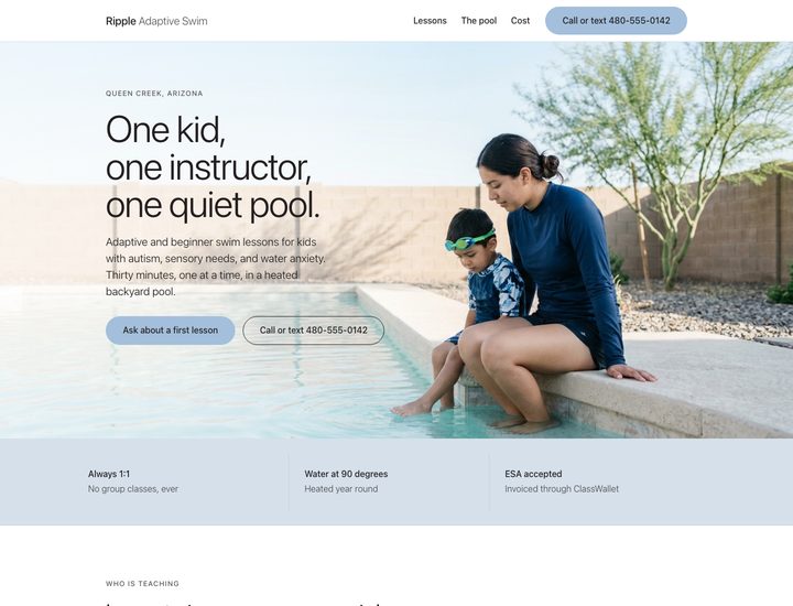 Ripple Adaptive Swim home page