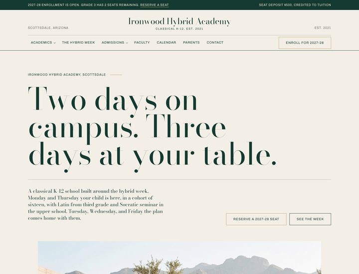Ironwood Hybrid Academy home page