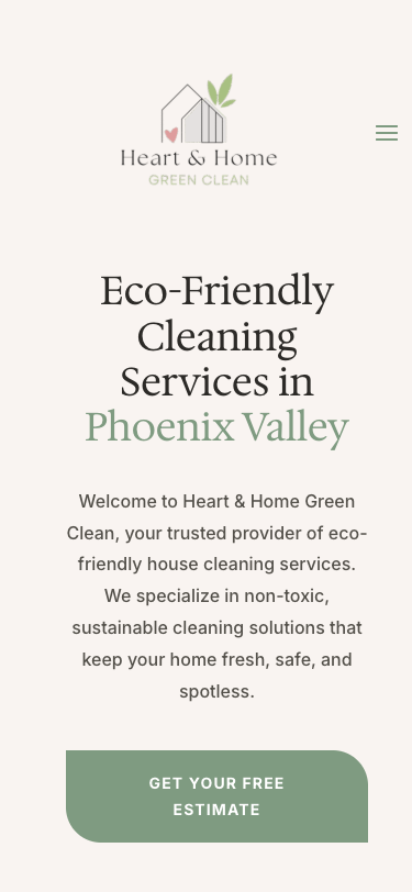 Heart & Home Green Clean mobile screenshot